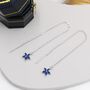 Sapphire Blue Cz Flower Threader Earrings, thumbnail 5 of 10