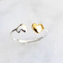 Adjustable Double Heart Ring In Silver Gold Vermeil, thumbnail 3 of 4