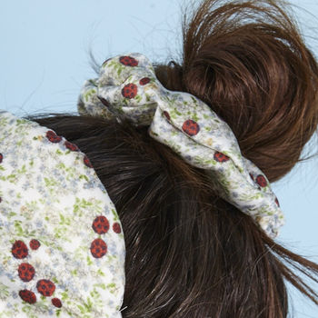 Ladybird, Floral Silk Hair Tie Scrunchie, 4 of 4