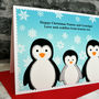'Penguins' Christmas Card For Parents Or Grandparents, thumbnail 2 of 3