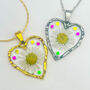 Heart Necklace With Daisy Flowers And Colourful Crystals, thumbnail 1 of 12