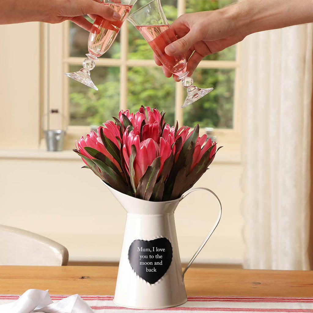 mother's day personalised cream heart pitcher vase by dibor