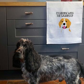 Personalised Dog Tea Towel, Many Breeds Available, 2 of 11