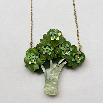 Hand Embellished Broccoli Statement Necklace, 2 of 3