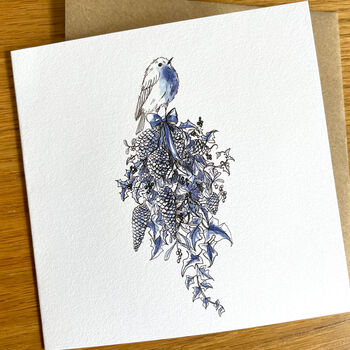 Christmas Trees And Inky Blue Robins Card Pack, 3 of 6