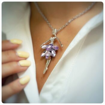 Personalised Ballerina Necklace With Purple Crystal Costume, 3 of 12