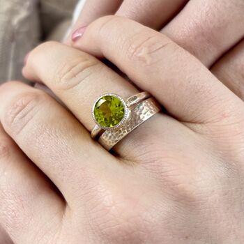 Solitaire Peridot Ring In Sterling Silver, 3 of 3
