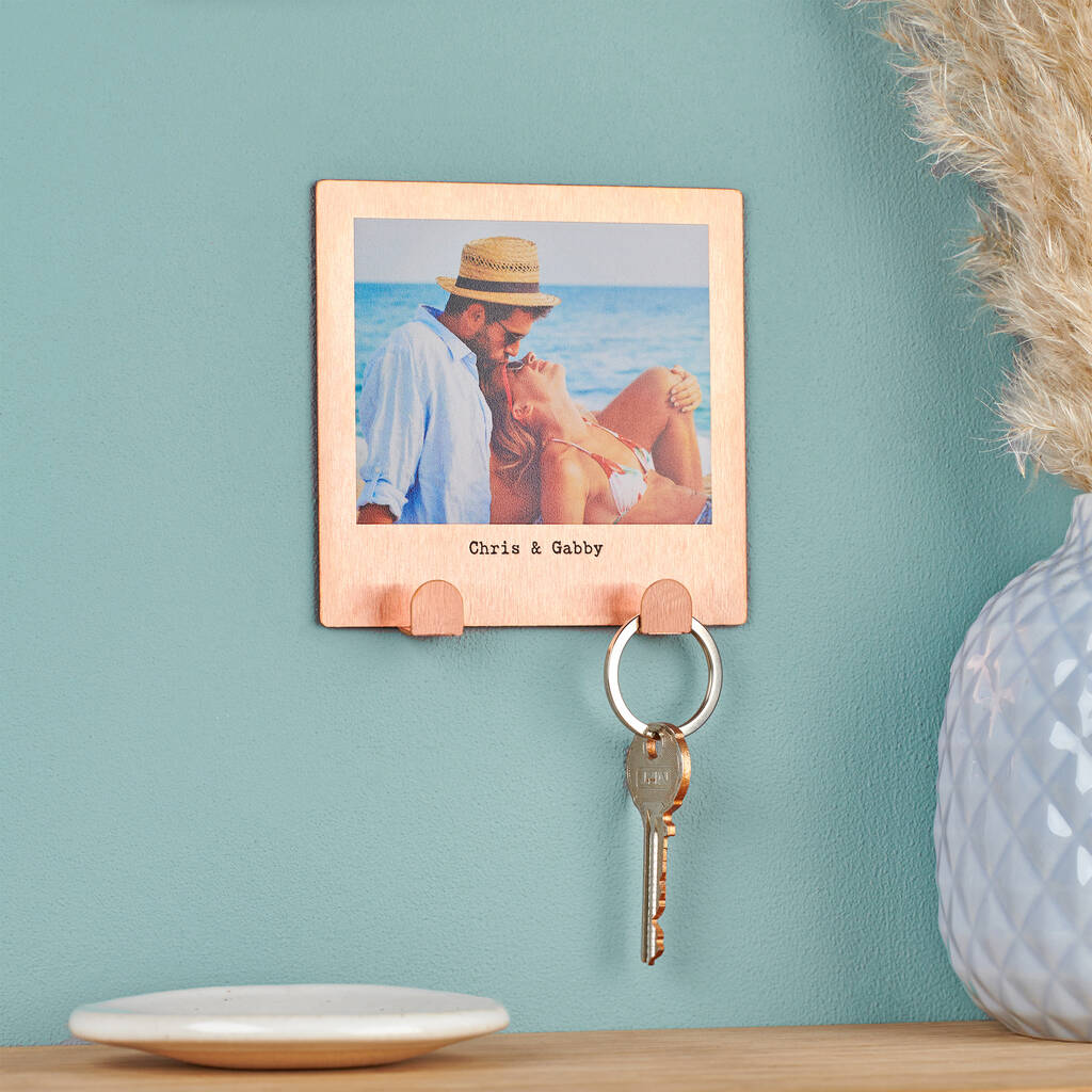 Personalised Solid Copper Couples Photo Key Hook, 1 of 4