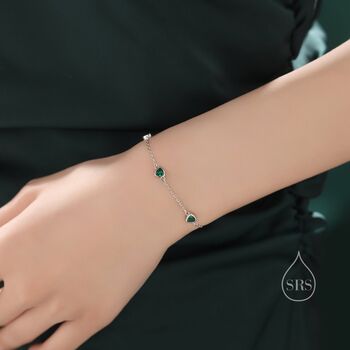 Trillion Cut Emerald Green Cz Bezel Bracelet, 8 of 12