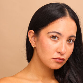 Wave Huggie Hoop Earrings In Gold Colour Finish, 3 of 7