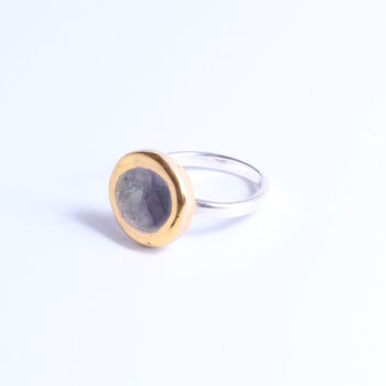 Sterling Silver, Ceramic, Glass And Gold Dusk Adjustable Ring, 4 of 6