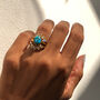 Copper Turquoise Oval Cut Gold Ring, thumbnail 2 of 10