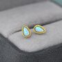 Sterling Silver Blue Opal Droplet Stud Earrings, thumbnail 5 of 12