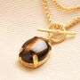 Semi Precious T Bar Tiger's Eye Pendant Necklace In Gold, thumbnail 2 of 2