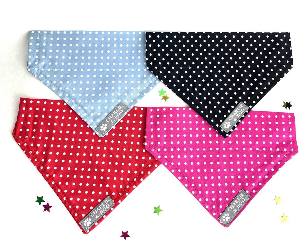 Dog bandana in red, blue, black or pink for girl or boys, 1 of 9