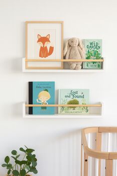 White Nursery Shelf With Rail, Nursery Decor, 2 of 11