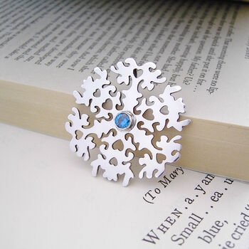 Silver Snowflake Necklace With Swiss Blue Topaz, 2 of 5