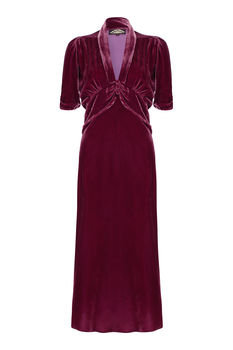 Silk Velvet 1940s Style Midi Dress, 2 of 3