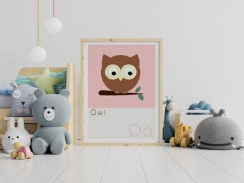 O Is For Owl Children's Animal Alphabet Print, 2 of 2