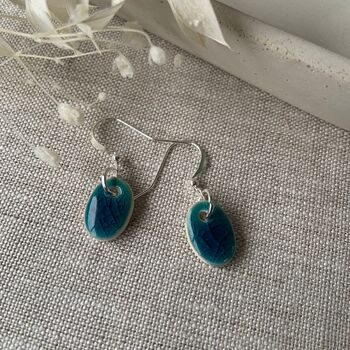 Tiny Turquoise Oval Dangle Earrings, 5 of 7