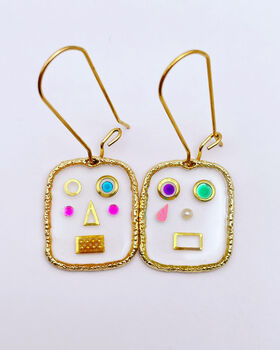 Cute Robots Earrings Small Hand Made, 3 of 11