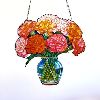 Carnations Birth Flower Suncatchers January, 4 of 4