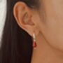 Red Agate Pomegranate Seed Sterling Silver Earrings, thumbnail 3 of 8