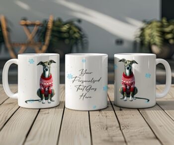 Personalised Greyhound In Christmas Jumper Mug B, 2 of 2