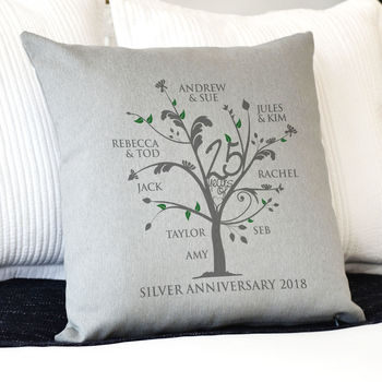 Personalised Silver Anniversary Family Tree Cushion, 3 of 5