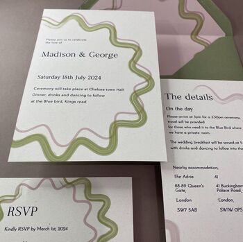 Modern, Wavy Bordered Invitation Suite, 2 of 5