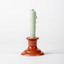 Handcrafted Ceramic Burnt Orange Taper Candle Stick, thumbnail 1 of 2