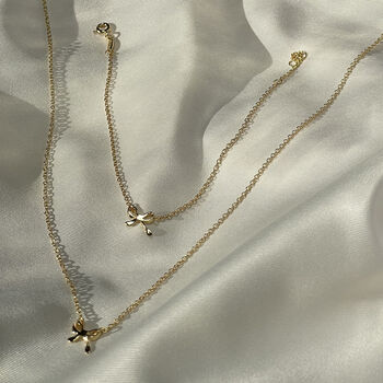 Dainty Bow Tie Bowknot Gold Plated Charm Bracelet, 5 of 5