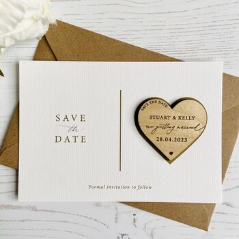 Classic Gold Script Save The Date Magnet With Card, 5 of 5