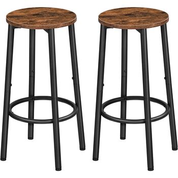 Set Of Two Pub Stools Round Bar Chairs Seats, 12 of 12