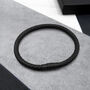 Men's Single Or Double Strand Slim Woven Leather Black Clasp Bracelet, thumbnail 1 of 4
