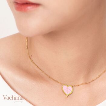Enamel Bodhi Leaf Gold Vermeil, Sterling Silver Necklace, 8 of 9