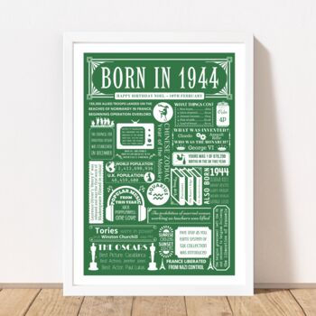 1944 Personalised 80th Birthday Fact Print Gift, 3 of 10