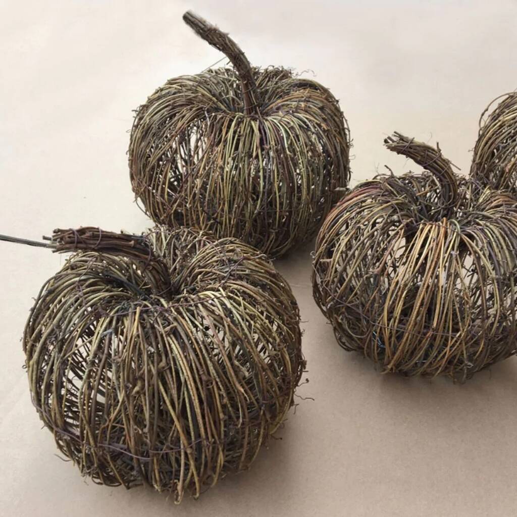 Halloween Set Of Three Twig Pumpkins By The Table Stylist