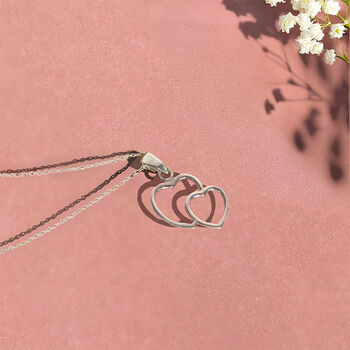 Sterling Silver Two Heart Necklace, 2 of 7