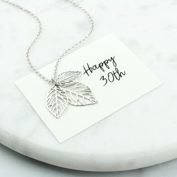 Sterling Silver 30th Birthday Leaf Necklace, 6 of 12