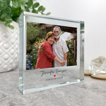 Personalised Photo Any Message Red Heart Crystal Token For A Partner Or Loved One, 5 of 7