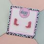 Cowboy Boot Glitter Resin Stud Earrings Pink, Blue And Silver, thumbnail 4 of 12