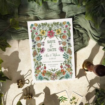 Folk Florals Save The Date Cards, 2 of 5