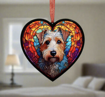 Lakeland Terrier Stained Glass Effect Heart Suncatcher, 5 of 5