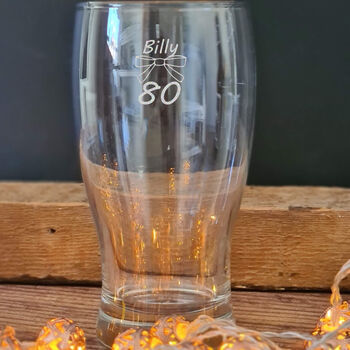 80th Birthday Bow Tie Beer Glass, 4 of 9