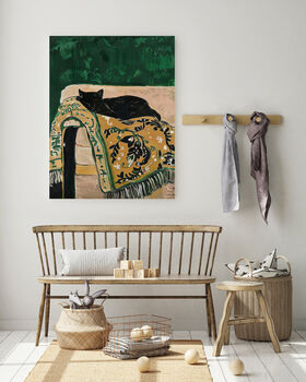 Cozy Black Cat Painting Art Print, 4 of 4