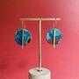 Handmade Leather Full Moon Dangly Colourful Earrings Marbled, thumbnail 5 of 8