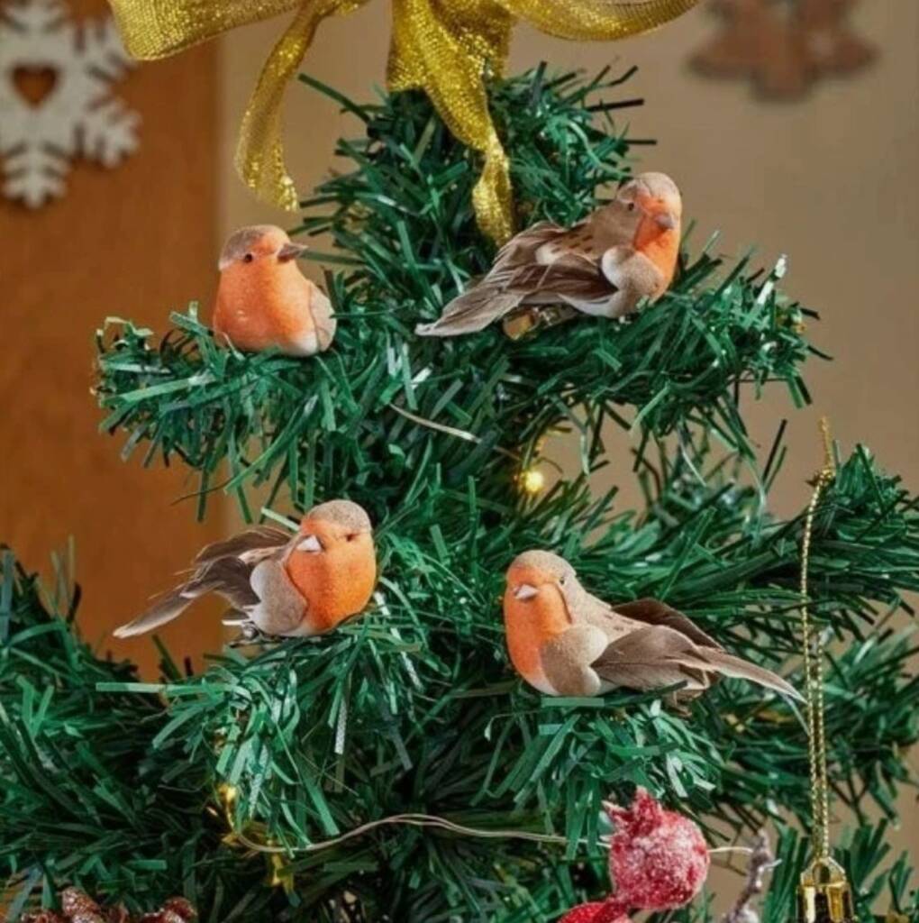 Christmas Robin Tree Decoration Set Of Four