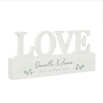 Personalised Botanical Wooden Love Block Sign Ornament, 4 of 4