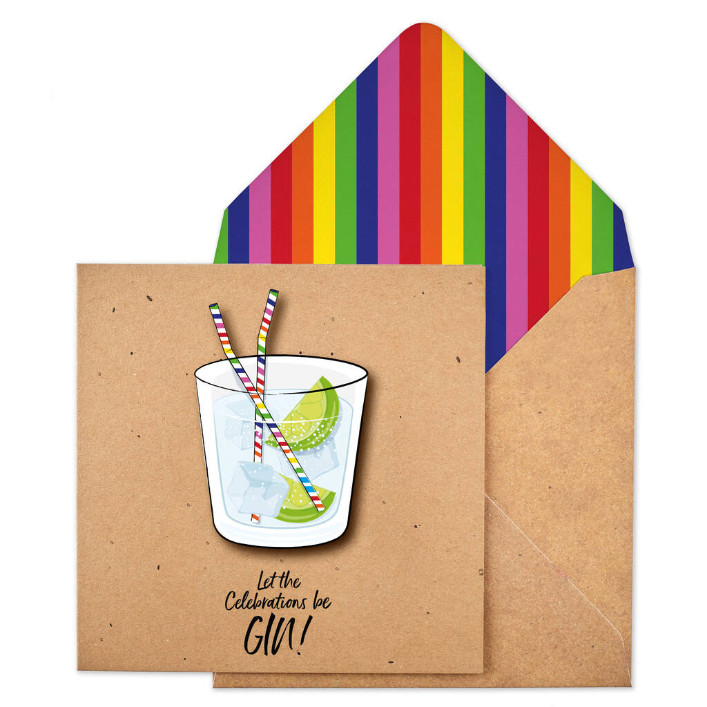 Handmade Celebrations Gin Personalised Card, 1 of 5